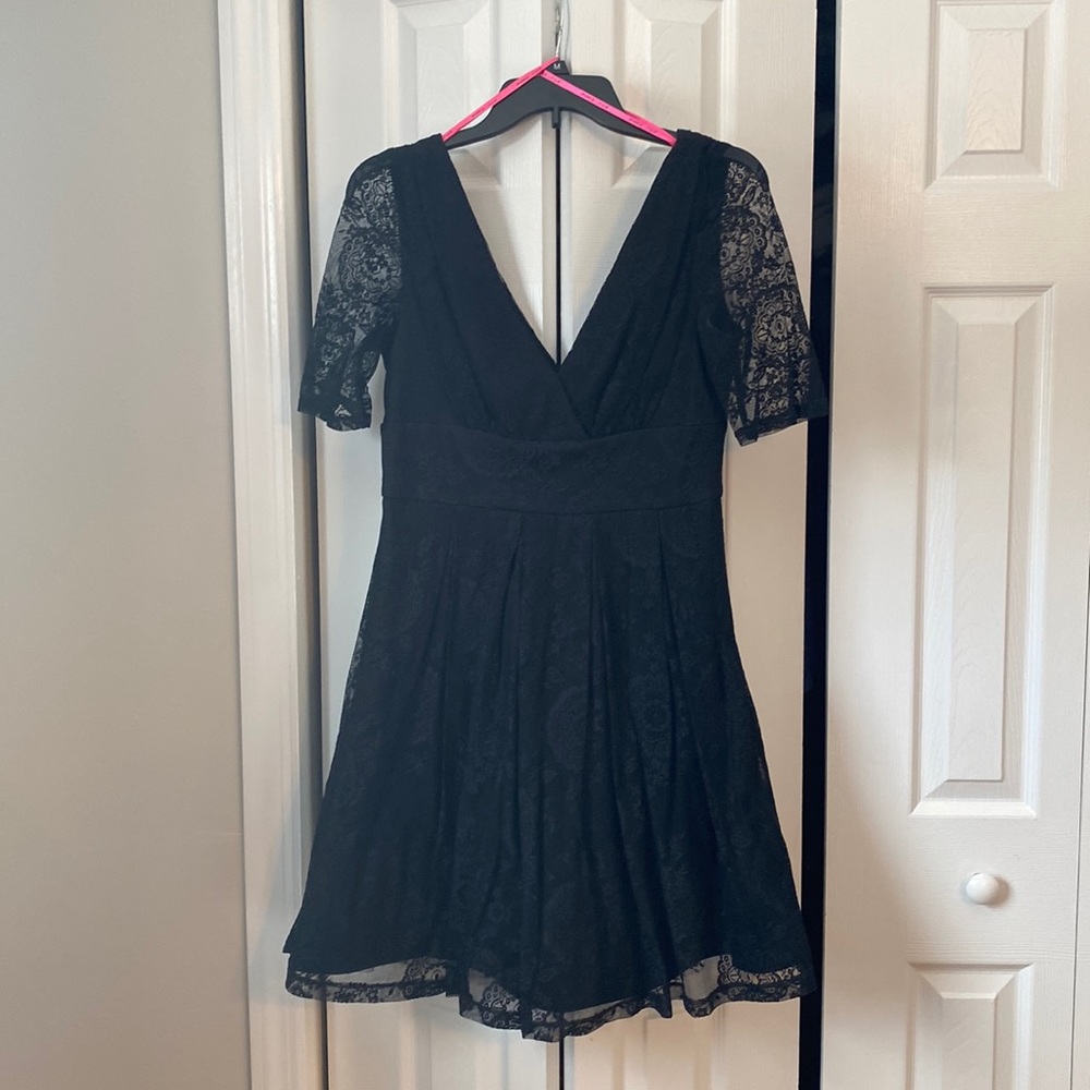 Betsey Johnson, black lace, dress, low front and low back. Size 6